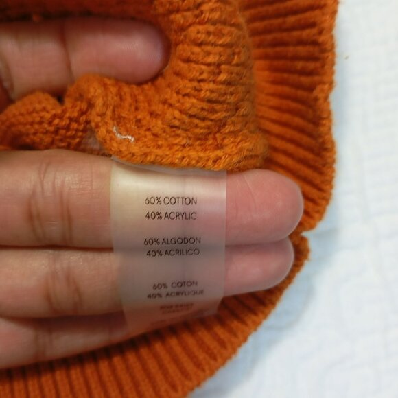 Calvin Klein Sweater Mustard Ribbed Cowl Neck Womens Size L Cotton Blend - Picture 6 of 10